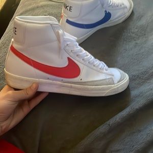 Red white and blue nike blazers